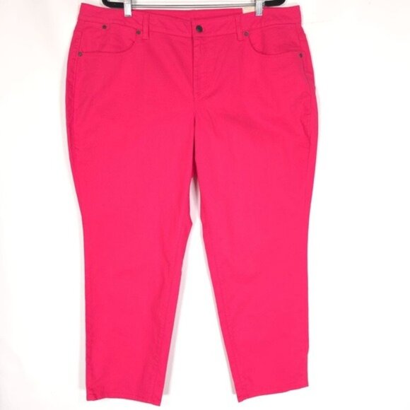 NWT TALBOTS Women’s Curvy Slim Ankle‎ Jeans Crop Pink Fine Denim Size 22WP - Picture 1 of 12